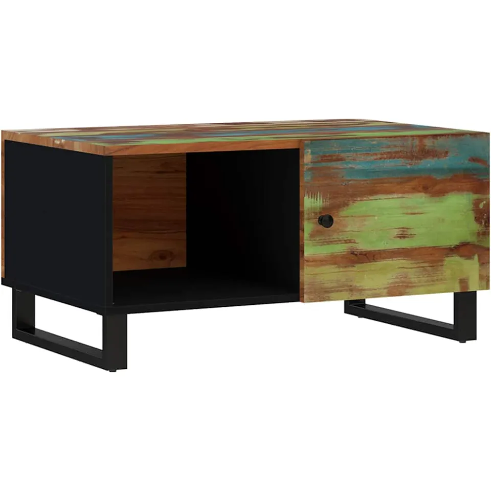 vidaXL Salontafel 80x50x40 cm massief gerecycled hout en bewerkt hout meerkleurig, foto 3