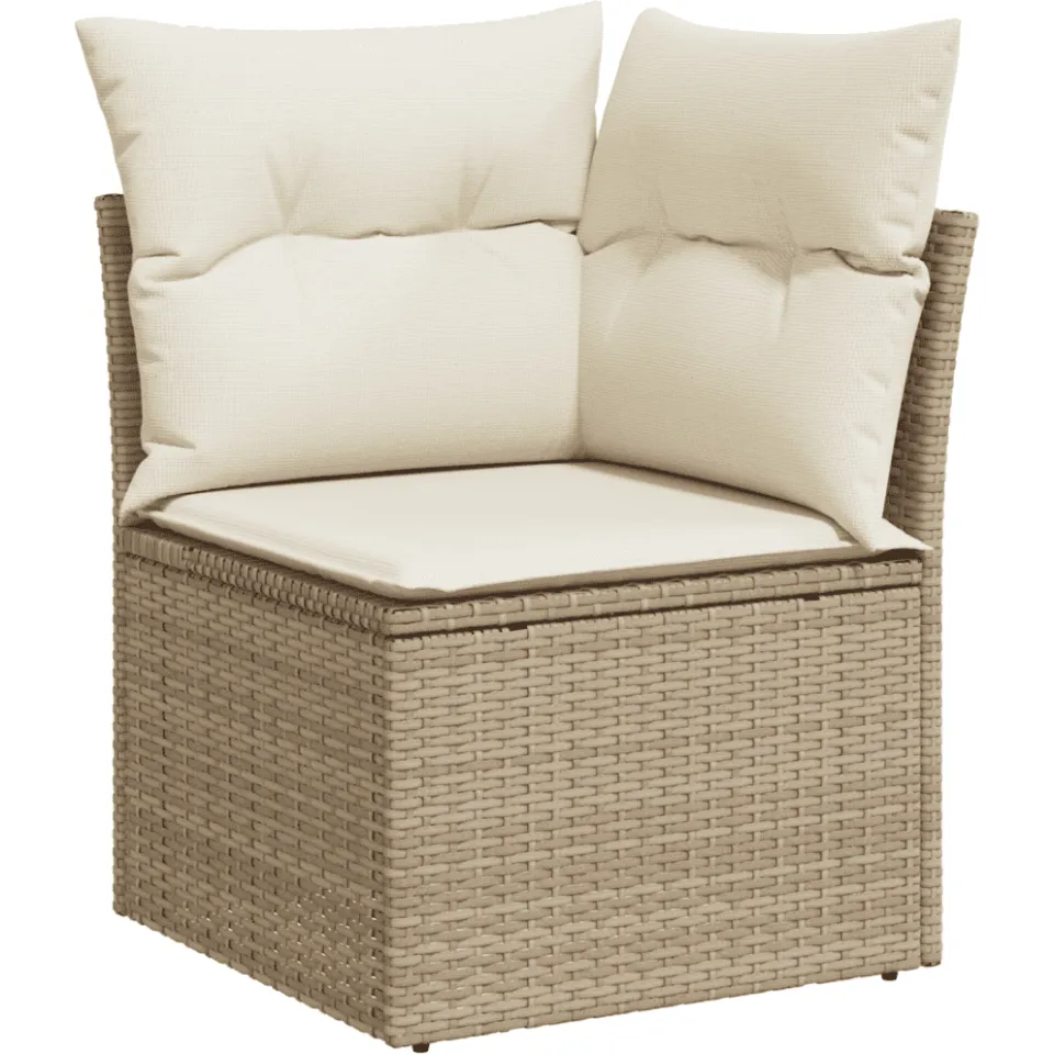 vidaXL 9-delige Loungeset met kussens poly rattan beige, foto 3