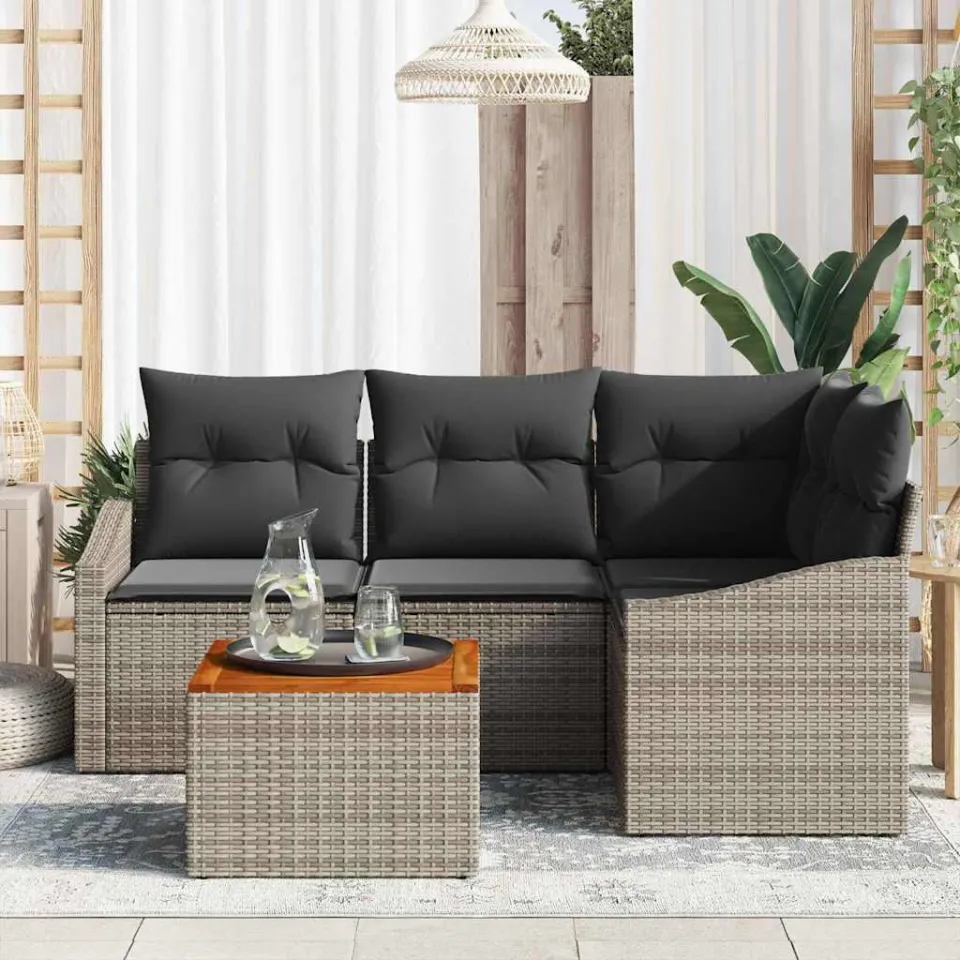 vidaXL Tuinbankenset 5 st Grijs poly rattan