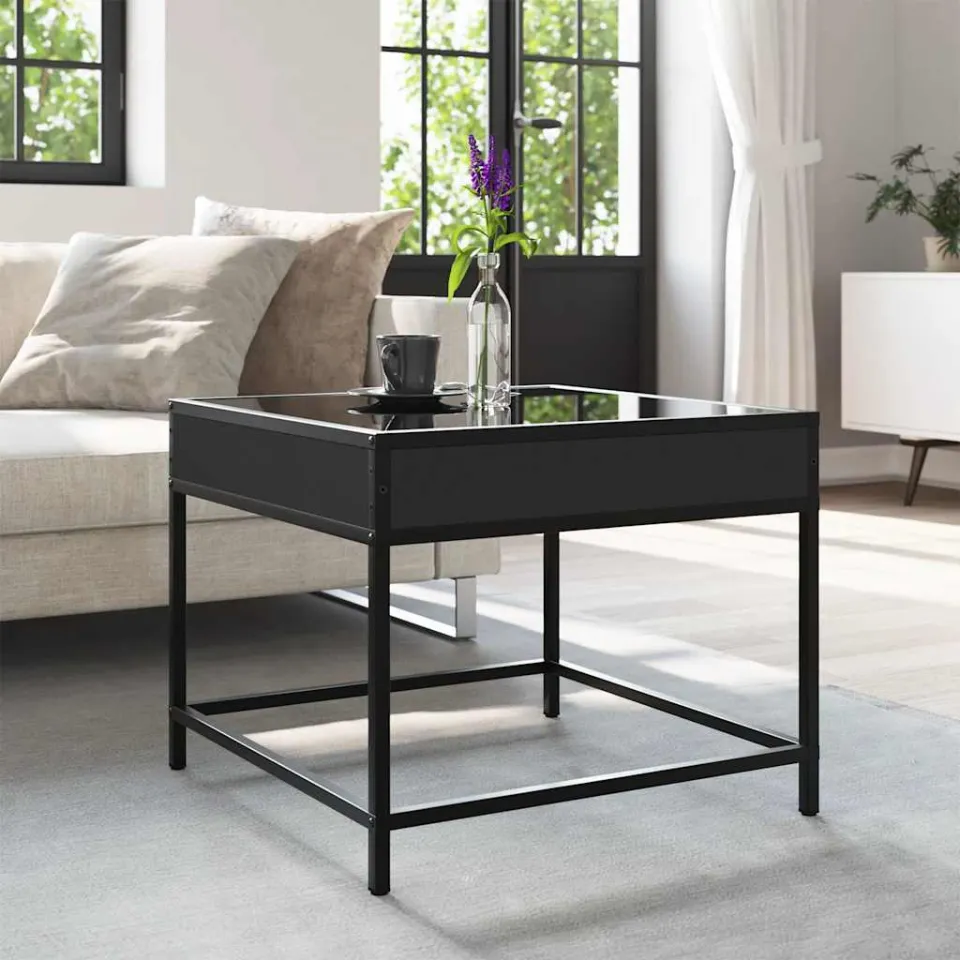 vidaXL Salontafel met Infinity LED 50x50x41 cm zwart, foto 4