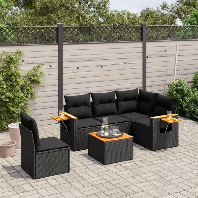 vidaXL Patio Sofa Set 6-zits Black, foto 2