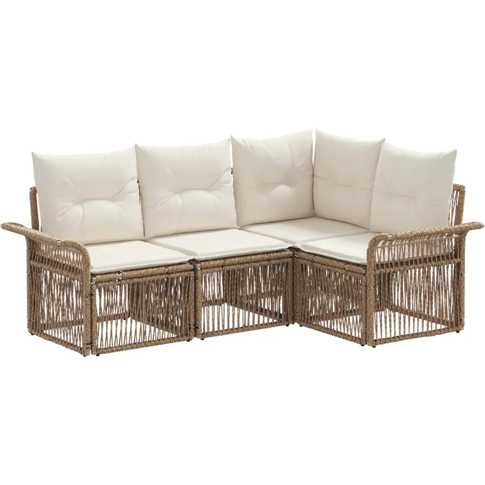 vidaXL Tuinbankenset 4 st Beige poly rattan, foto 3