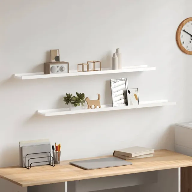 vidaXL Wandschappen 2 st 100x9x3 cm hoogglans wit