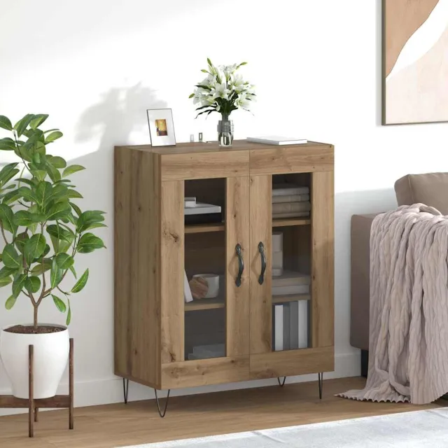 vidaXL Dressoir Artisan Eiken 69,5 x 34 x 90 cm Bewerkt hout Bruin