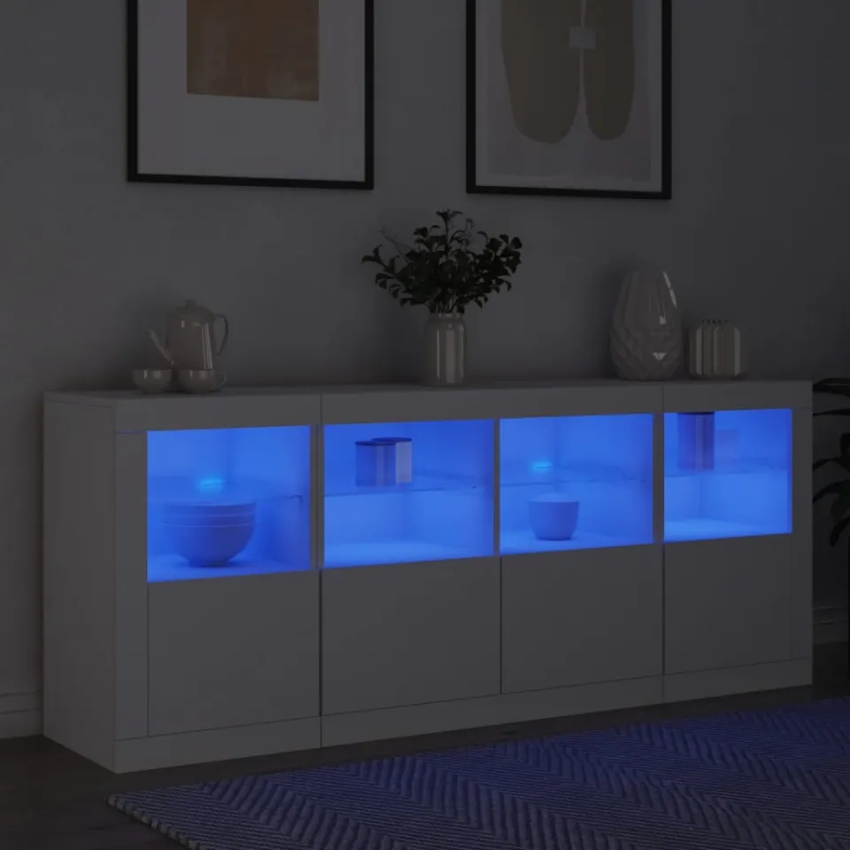 vidaXL Dressoir met LED-verlichting 163x37x67 cm wit, foto 4