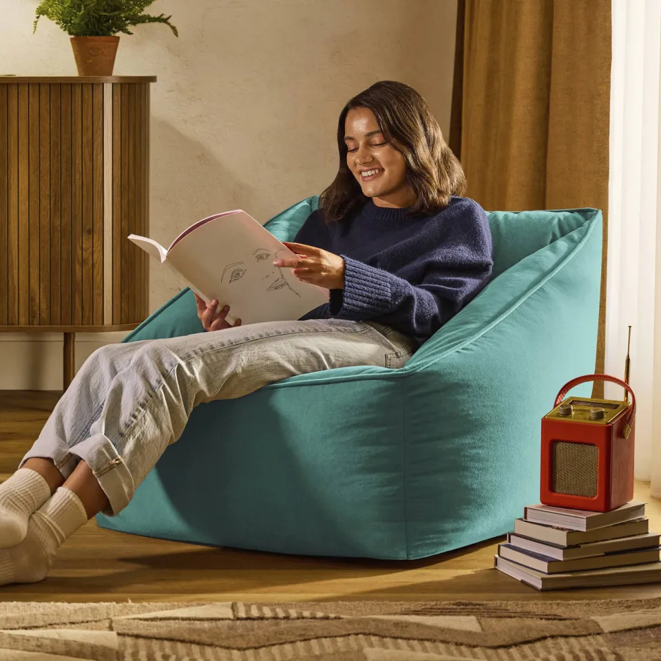 icon Zitzack Natalia - Fluwelen Zitzakfauteuil - Houtskool petrol, foto 3