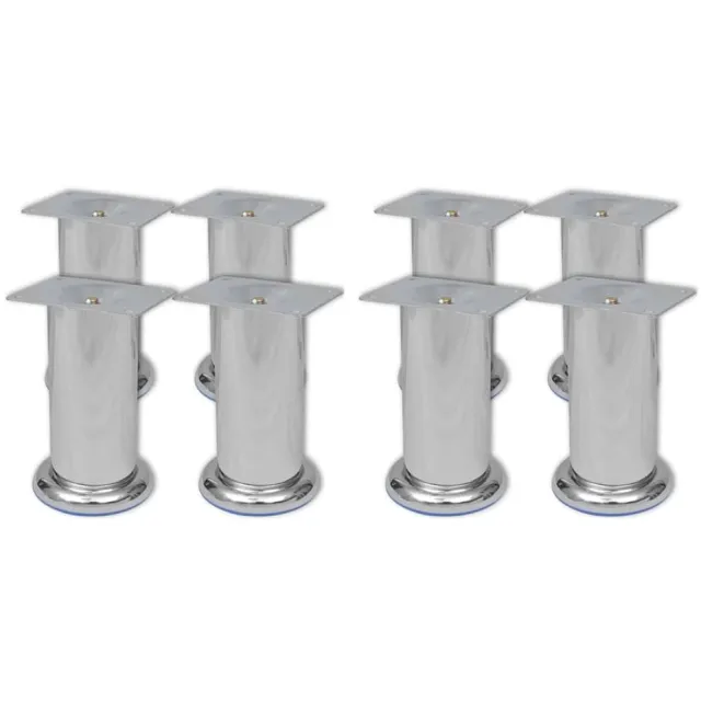 vidaXL Bankpoten 8 st rond 120 mm chroomkleurig Zilver