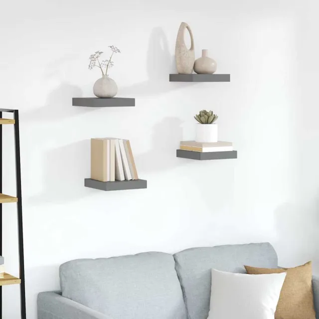 vidaXL Wandschappen zwevend 4 st 23x23,5x3,8 cm MDF hoogglans grijs