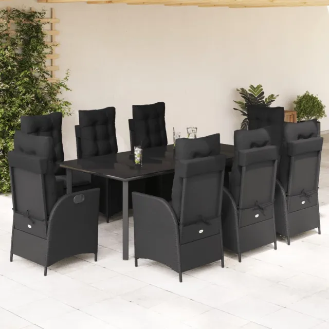 vidaXL 9-delige Tuinset poly rattan zwart, foto 2