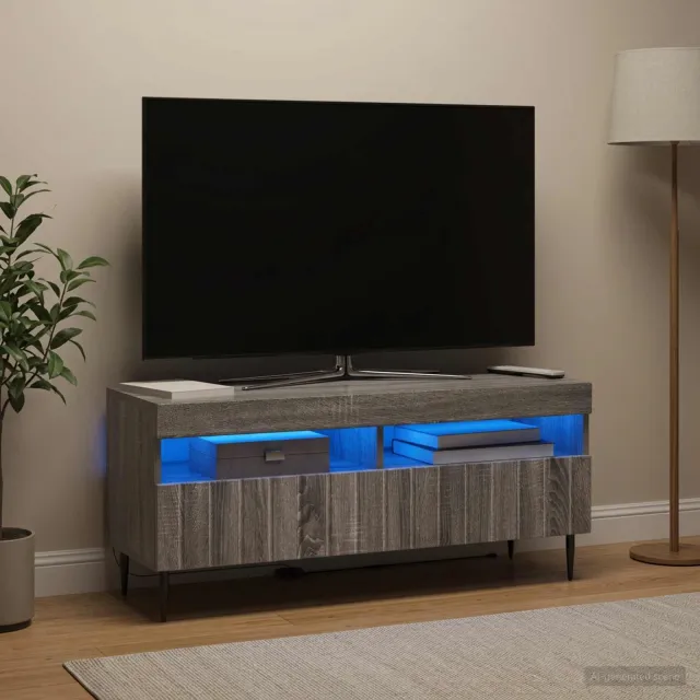 vidaXL LED tv-meubel ZWOLLE 100 x 35 x 43 cm Grijs Sonoma Bewerkt hout, foto 2