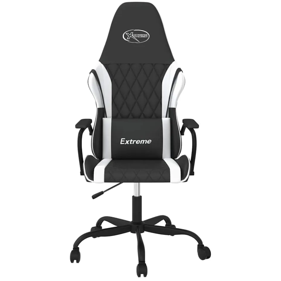 vidaXL Massage gamestoel kunstleer zwart en wit