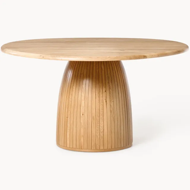 Westwing Collection Ronde eettafel Nelly met groefstructuur, in verschillende formaten beige