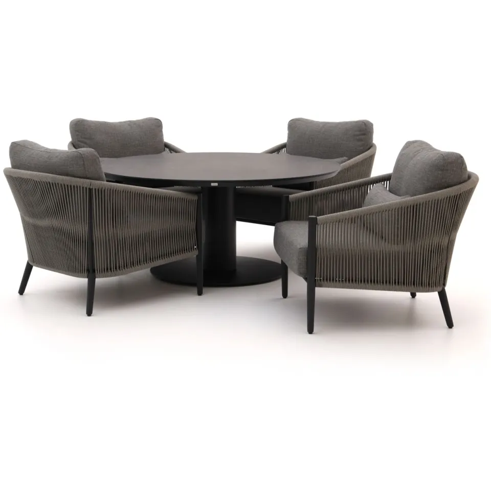 Bellagio tuinmeubelen Bellagio Mineo/La Fonte ø150cm low dining tuinset 5-delig grijs, foto 5