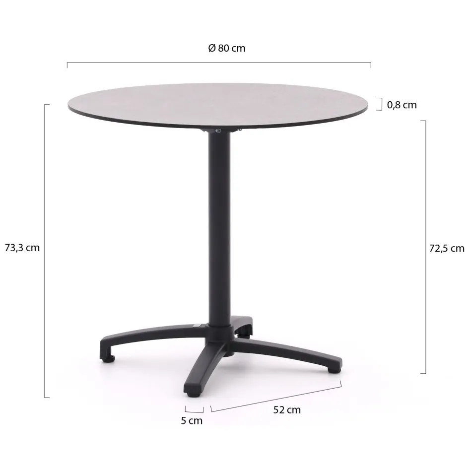 Bellagio tuinmeubelen Bellagio Canzo klaptafel ø 80cm (h:73cm) grijs, foto 2