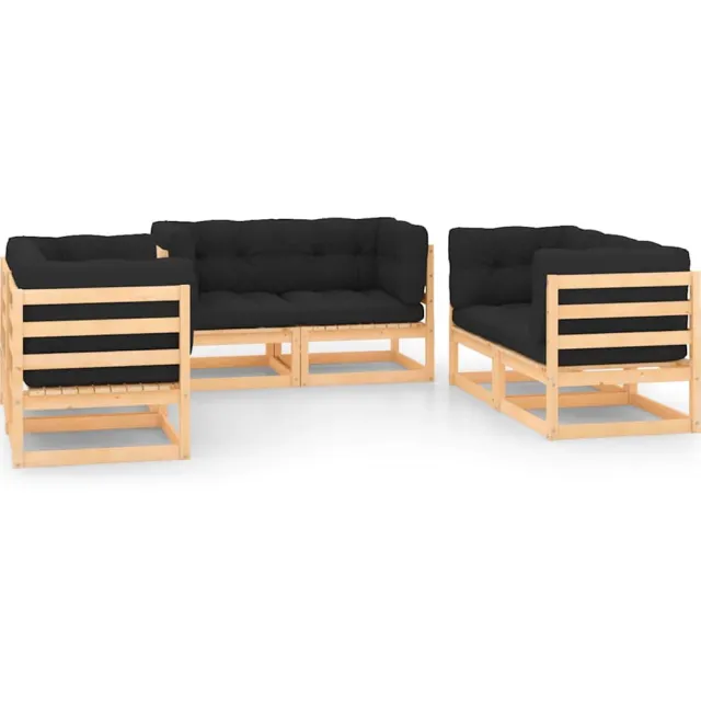 vidaXL 6-delige Loungeset met kussens massief grenenhout anthraciet, foto 2