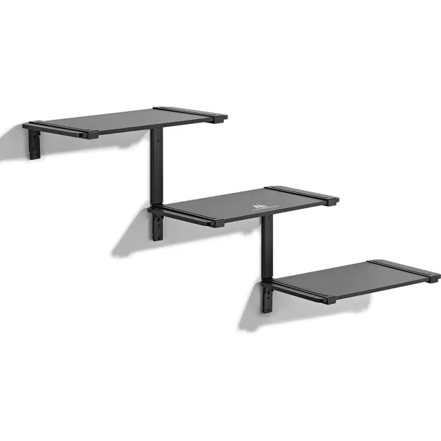 Maclean Plank - wandplank - Modulaire legplanken met drie etages - max. 30 kg, MC-974 - Zwart