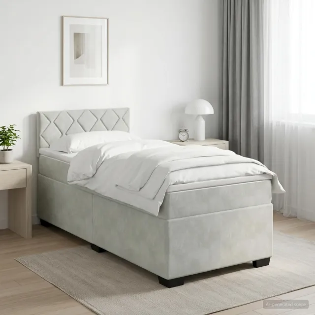 vidaXL Boxspringbed met matras Lichtgrijs 100 x 200 cm Fluweel