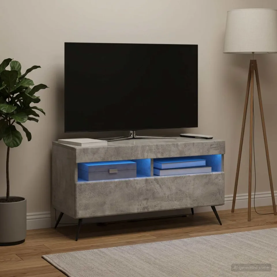 vidaXL LED tv-meubel Betongrijs Bewerkt hout grijs, foto 4
