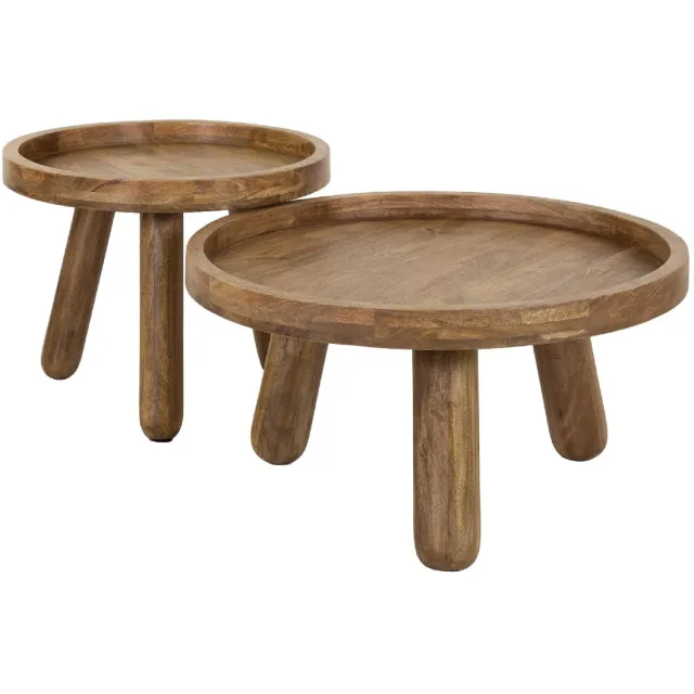 Nest of Nora Salontafel set van 2 - Mangohout - Zand Lichtbruin