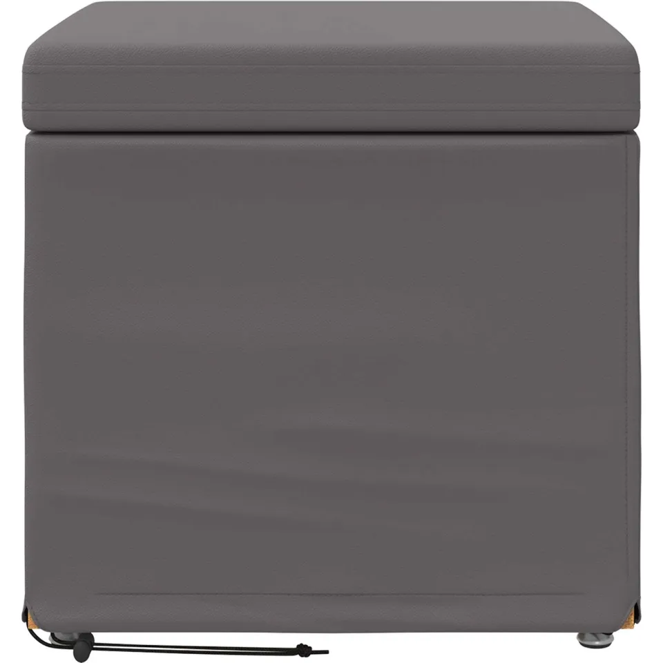 vidaXL Kruk Grijs 41 x 41 x 40 cm Nepleer en Gefabriceerd Hout, foto 4