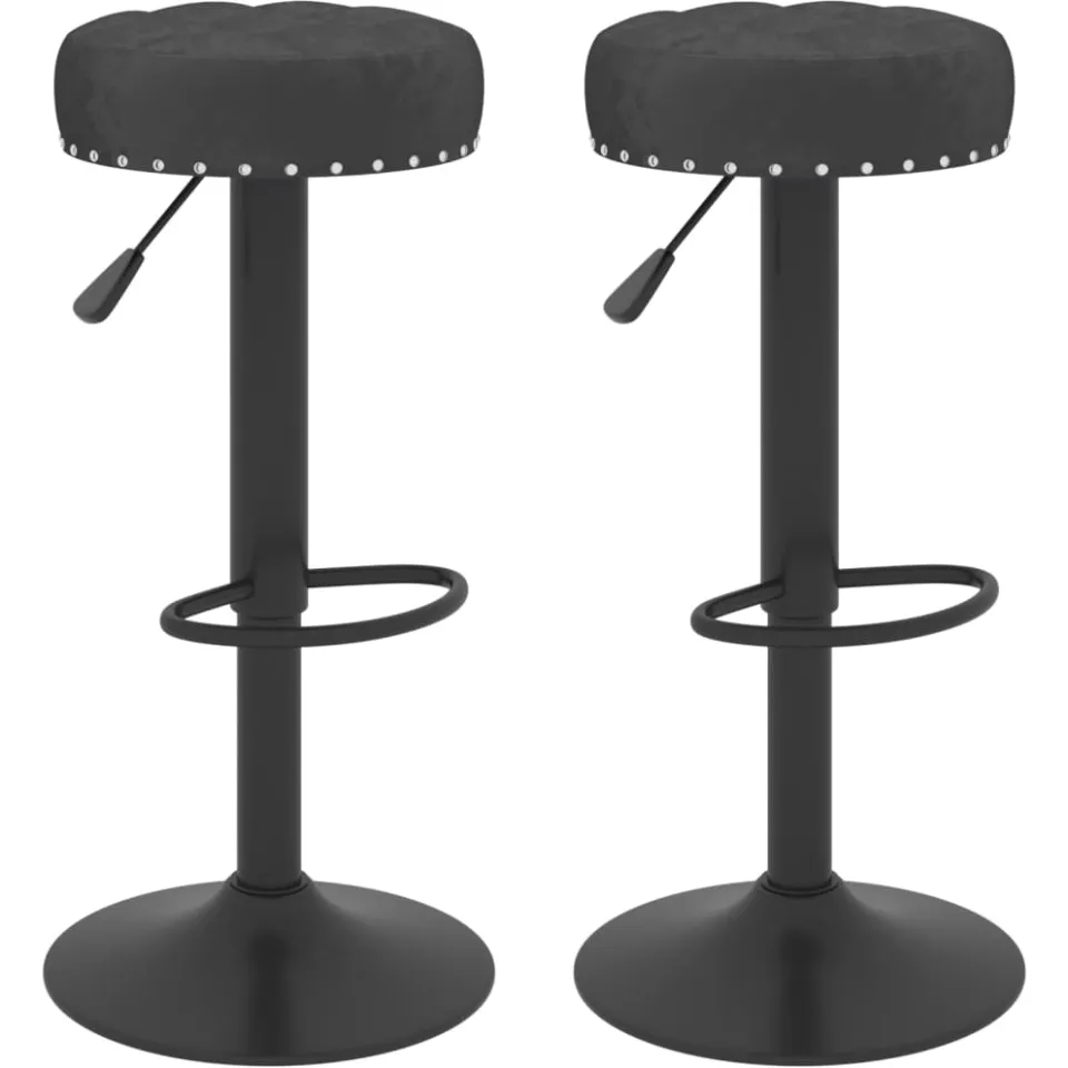 vidaXL Barkrukken 2 st fluweel zwart, foto 3
