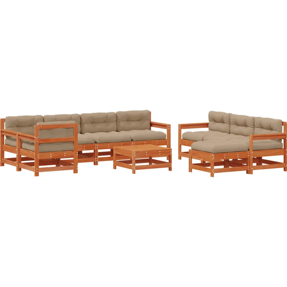 vidaXL Tuin loungeset 10 st Wax Bruin Den Massief grenenhout