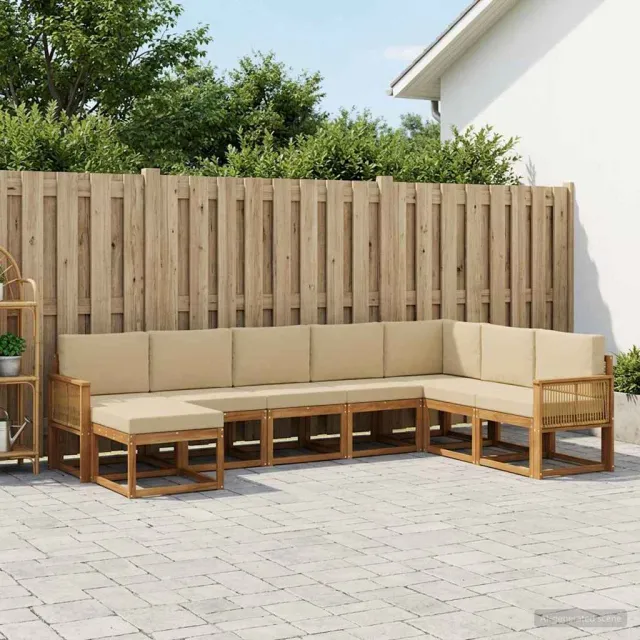 vidaXL Buiten bankenset 8 st 8-zits Natuurlijk en Beige