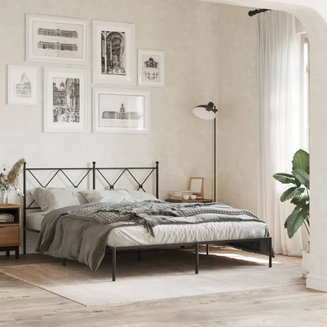 vidaXL Bedframe met hoofdbord metaal zwart 160x200 cm