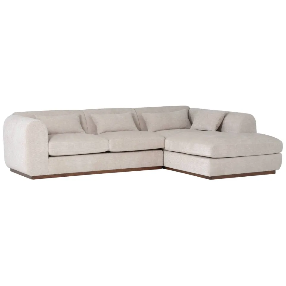 WOOOD Brenvo Hoekbank Rechts - Structure Velvet - Lichtbruin sand