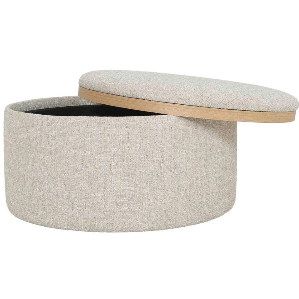 Giga Meubel Salontafel Zara - Rond Beige/Naturel - Incl. Opbergruimte - Ø80cm, foto 5