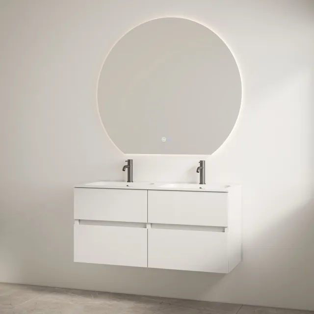 Best Design Duo Wastafel 2 Kraangaten met Onderkast Best Design Bora 120 cm Glans Wit