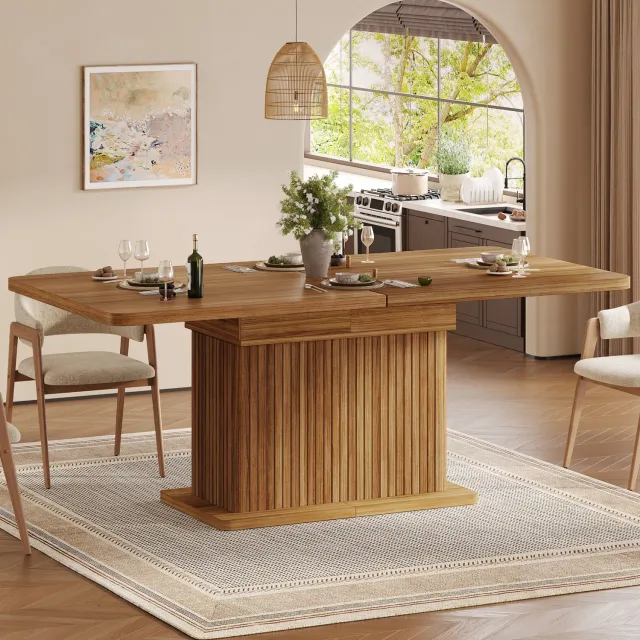 HAUSS SPOLE Eettafel - Uitschuifbaar met Verborgen Opbergruimte - voor de Eetkamer - MDF en Metaal - 120 tot 160 x 80 x 76 cm - Donkerbruin