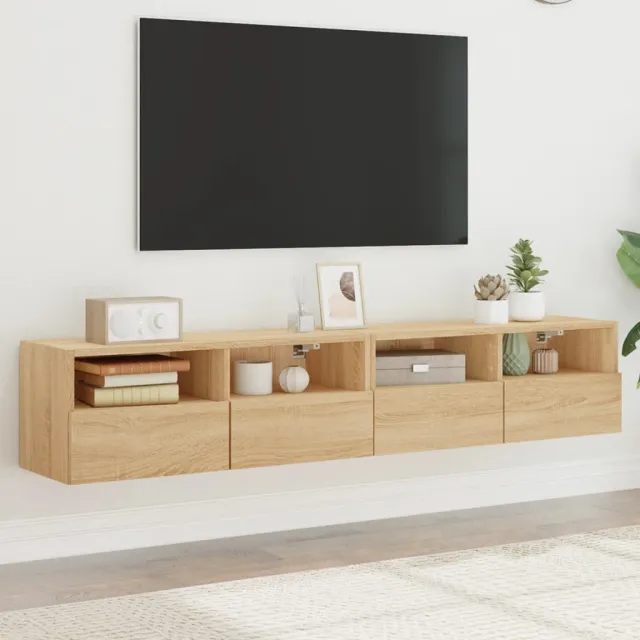vidaXL Tv-wandmeubels 2 st 80x30x30 cm bewerkt hout sonoma eikenkleur Bruin