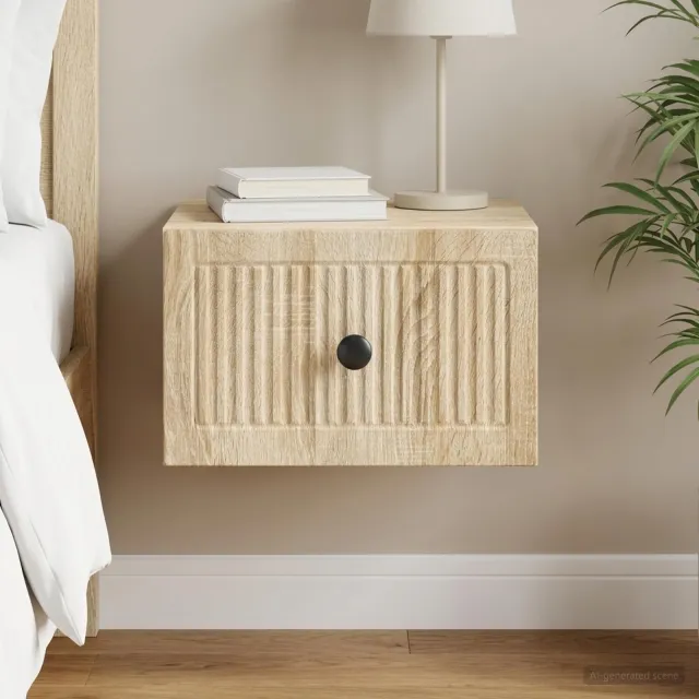 vidaXL Wandbeugel Bedkast Sonoma Eiken 33 x 34,5 x 20 cm Bewerkt hout, foto 2