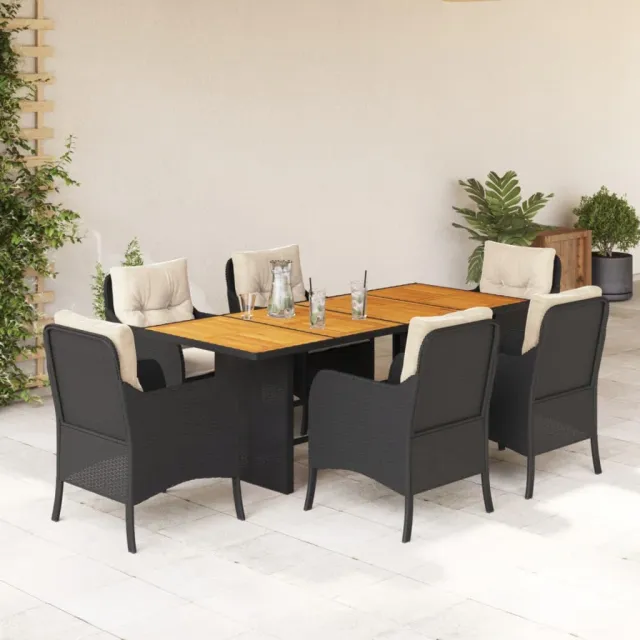 vidaXL 7-delige Tuinset met kussens poly rattan zwart, foto 2