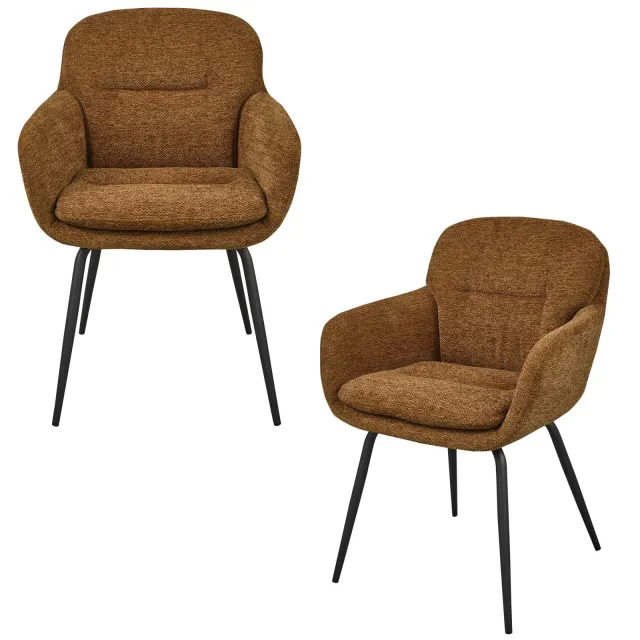 WOOOD Runa eetkamerstoel bruin caramel brown/yellow