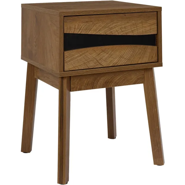 MISOU Nachtkastje met Lade - 40x35x55cm - Hout Look Donkerbruin - Japandi Style - Bedside Table - FOREST