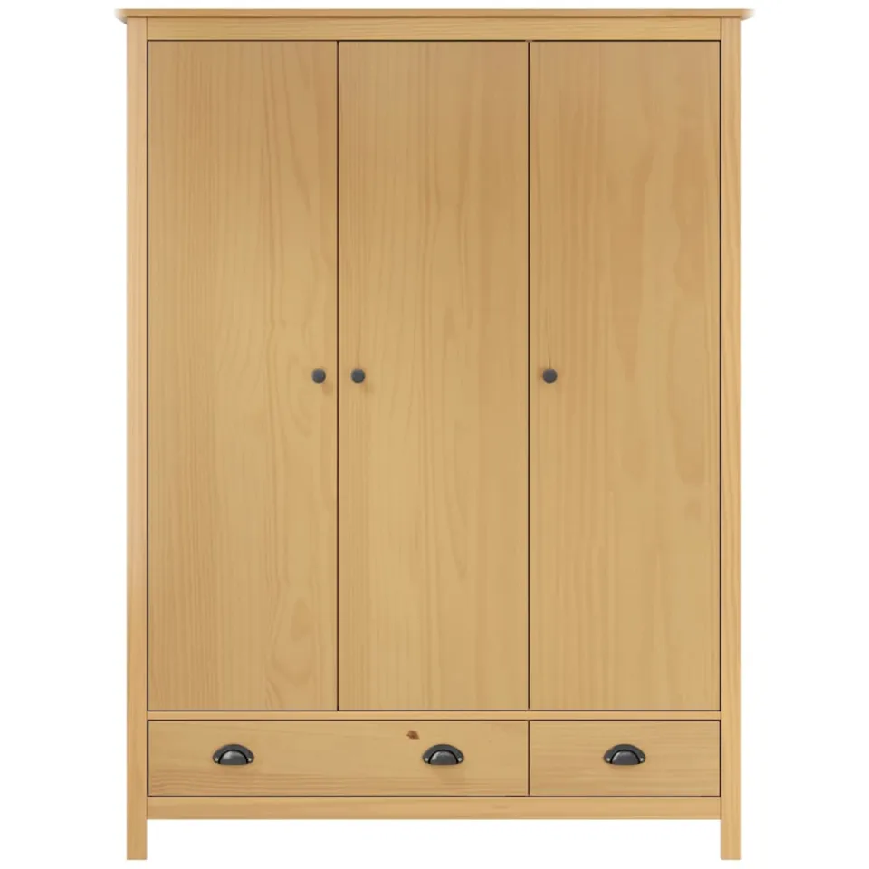 vidaXL Kledingkast Hill 3 deuren 127x50x170 cm massief grenenhout Bruin