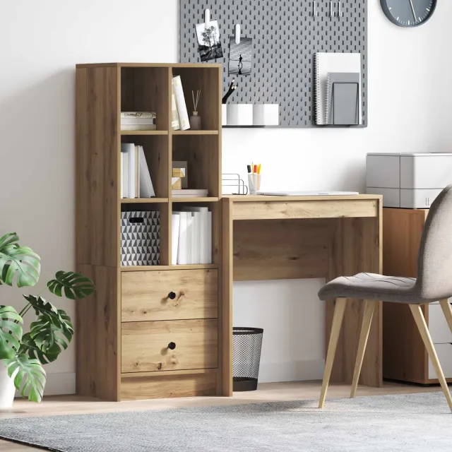 vidaXL Bureau Artisan Eiken 115,5 x 40 x 127 cm 2 st, foto 2