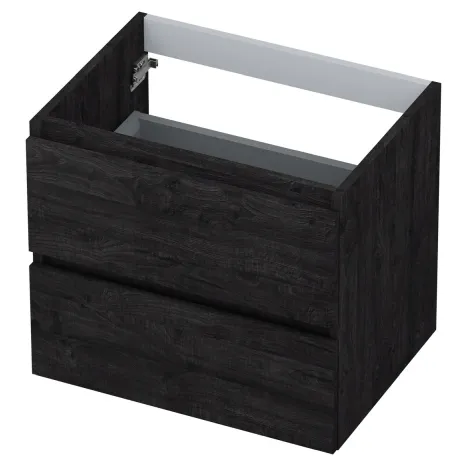 Ink onderkast met 2 laden greeploos en houten keerlijst houtskool eiken