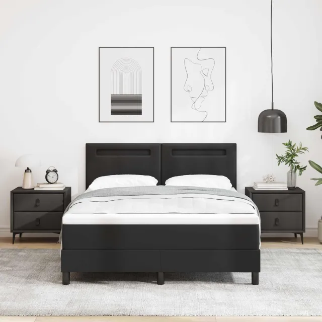 vidaXL Boxspringbed met matras Zwart 160 x 200 cm Kunstleer