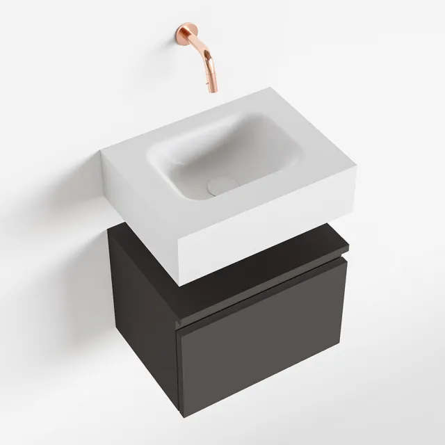 Mondiaz ANDOR 40cm toiletmeubel dark grey. LEX 40cm wastafel talc midden geen kraangat