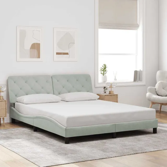 vidaXL Bedframe zonder matras 160x200 cm fluweel lichtgrijs grijs