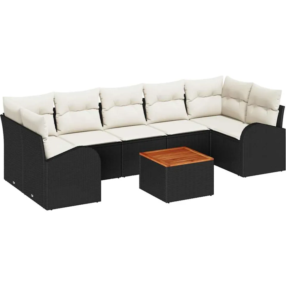 vidaXL Tuinbankenset 8 st Zwart poly rattan