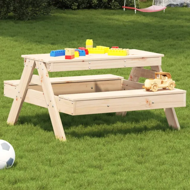 vidaXL Picknicktafel voor kinderen 88x97x52 cm massief grenenhout bruin, foto 2