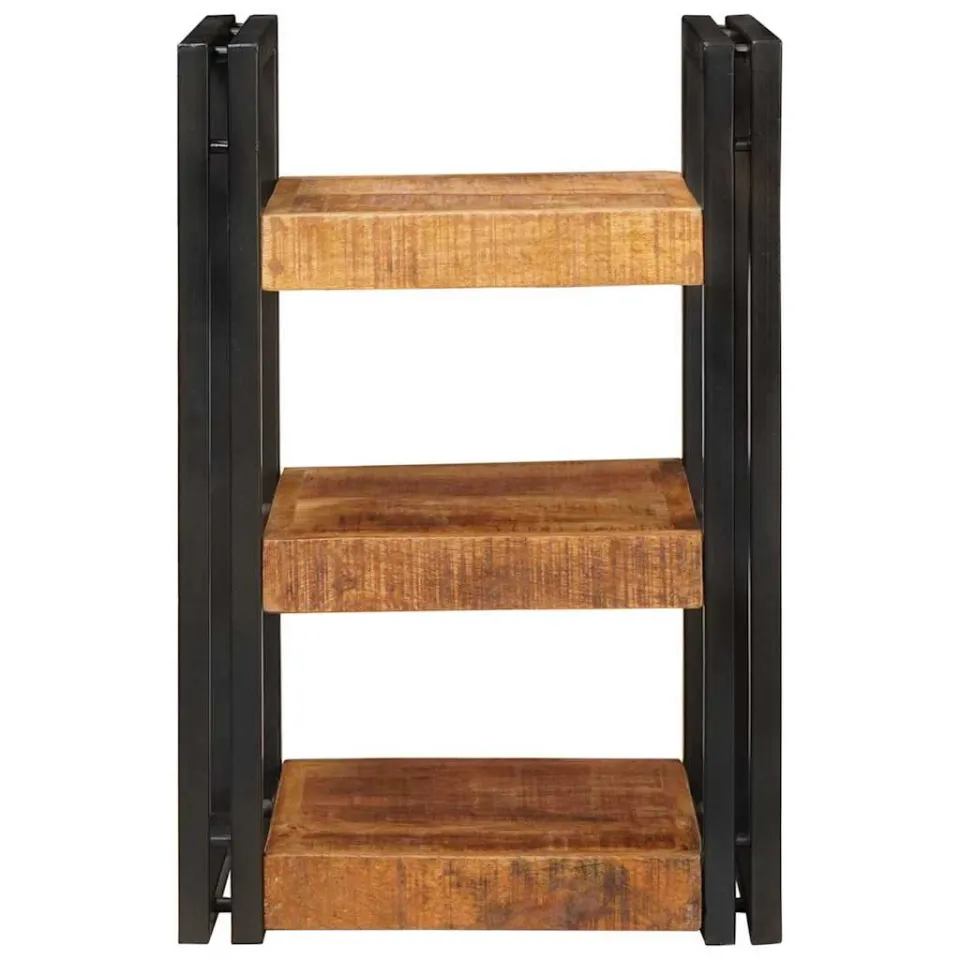 vidaXL Nachtkastje Bruin en zwart 38 x 33 x 58 cm Massief Mango Hout, foto 2