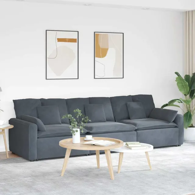 vidaXL Modulaire bank met kussens donkergrijs