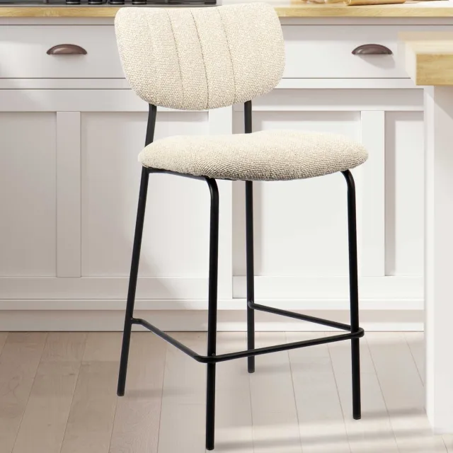 Rousseau Barkruk Georgi | 46 X 53 X 97 Cm | Beige - Rousseau - Barstoel - Beige - Stof - Set Van 2