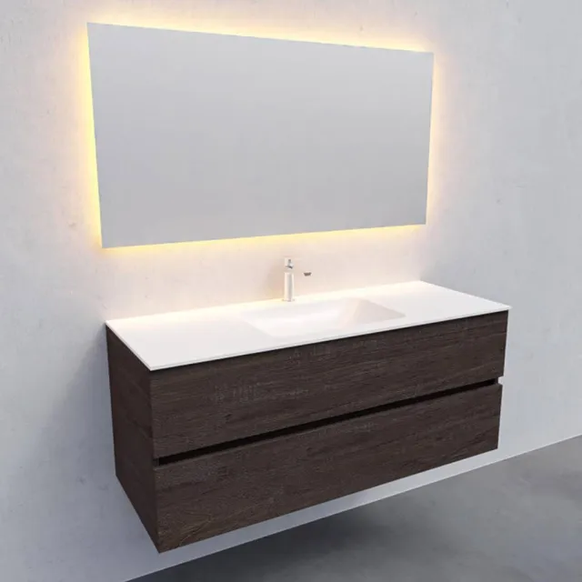 Boss & Wessing Badkamermeubel Solid Surface AQS Oslo 120x46 cm Midden Wood Dark Brown Boss & Wessing Houtlook