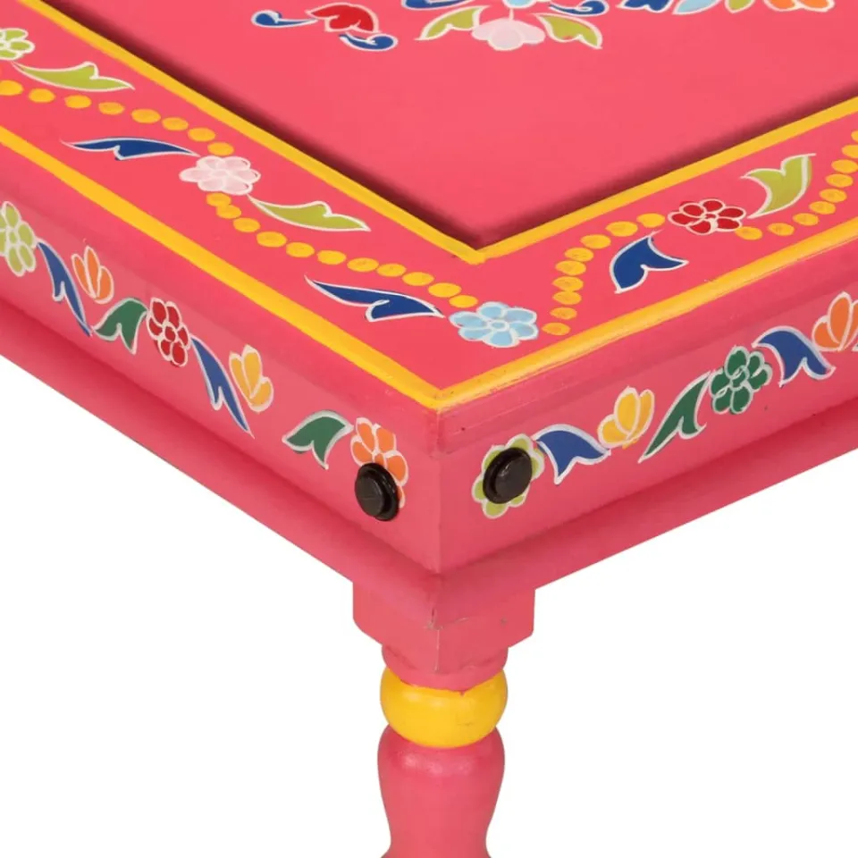vidaXL Salontafel handbeschilderd massief mangohout roze, foto 4